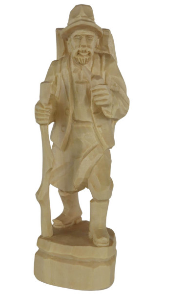 Woodman with pipe, carved, natural, 12 cm by Schnitzkunst aus dem Erzgebirge