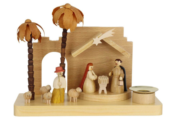 Candle holder Nativity, 14 cm, natural by Richard Glässer_1