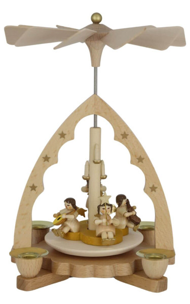 Christmas pyramid with angel concert, 19 cm, natural by Richard Glässer_1