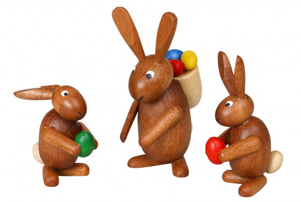 Hasenfamilie Figur aus Holz - 3 Osterhasen