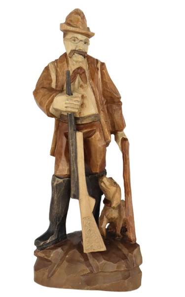 Stülpner Karl with dog, 16 cm, stained by Schnitzkunst aus dem Erzgebirge