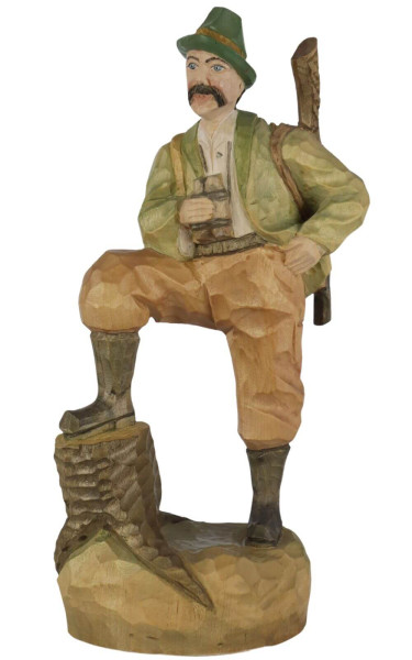 Forester, carved, 12 cm, colored by Schnitzkunst aus dem Erzgebirge