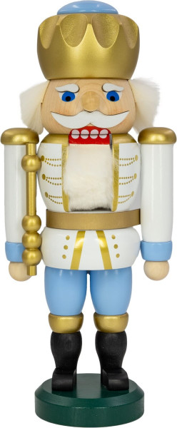 Nutcracker King Exclusive, white – blue, 25 cm by Seiffener Volkskunst eG