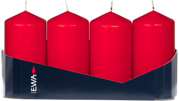 EWA pillar candles, Ø 40 mm x 90 mm high, red